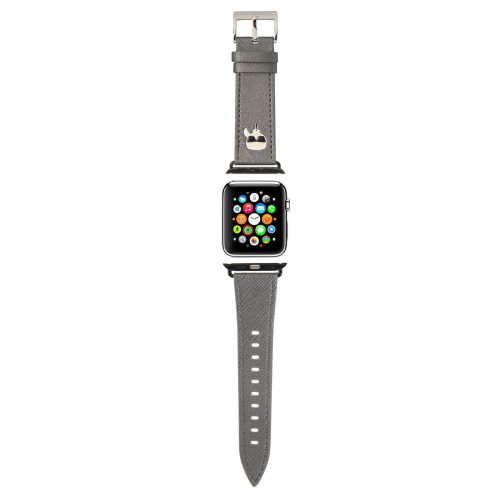 Apple Watch szíj 42/ 44/ 45/ 49 mm Karl Lagerfeld Head PU ezüst 