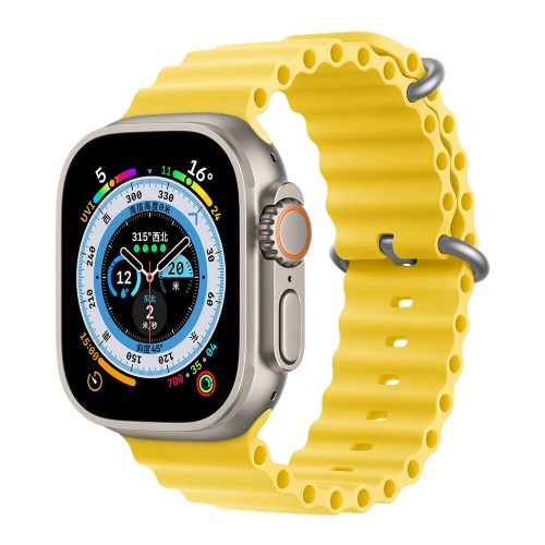 Apple Watch (42/44/45/49mm) óceán szilikon óraszíj sárga