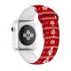 Apple Watch 42/ 44/ 45/ 49 mm karácsonyi mintás szilkon óraszíj,  piros-hópehely mintás