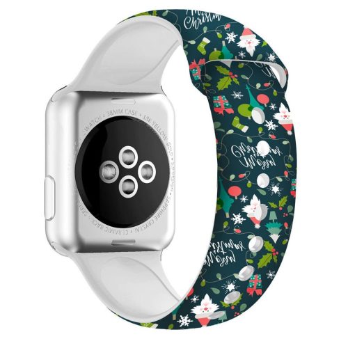 Apple Watch 38/ 40/ 41 mm,zöld  karácsonyi mintás óraszíj