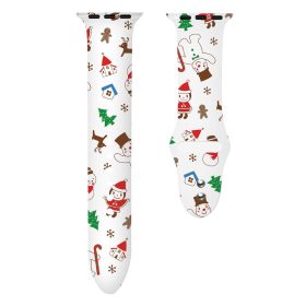 Apple Watch 42/ 44/ 45/ 49 mm karácsonyi mintás szilkon óraszíj,  piros-hópehely mintás