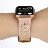 Apple Watch 38/ 40/ 41 mm szegecses bőr óraszíj rózsaszín 