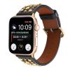 Apple Watch szíj (38/40/41/42mm(Series 10) szegecses bőr óraszíj - fekete