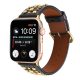 Apple Watch szíj (38/40/41/42mm(Series 10) szegecses bőr óraszíj - fekete