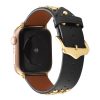 Apple Watch szíj (38/40/41/42mm(Series 10) szegecses bőr óraszíj - fekete
