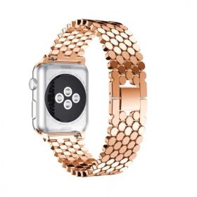    Apple Watch szíj 42/ 44/ 45/ 46 /49 mm, rozsdamentes acél, méhsejt mintás, rosegold