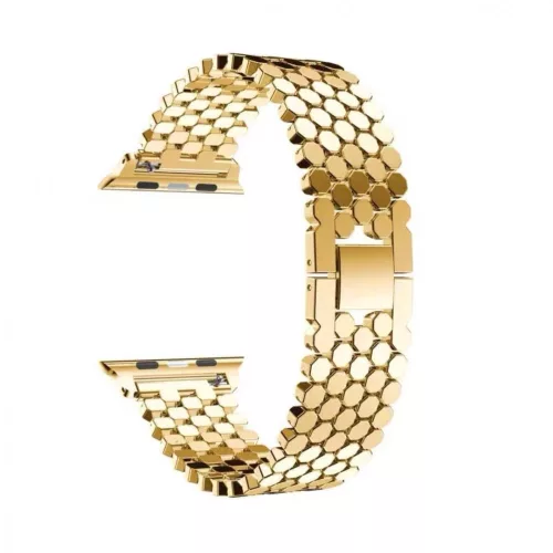 Apple Watch szíj 38/40/41/42mm(Series 10), rozsdamentes acél méhsejt - gold