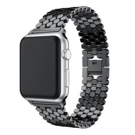   Apple Watch szíj 38/40/41/42mm(Series 10), rozsdamentes acél méhsejt - fekete