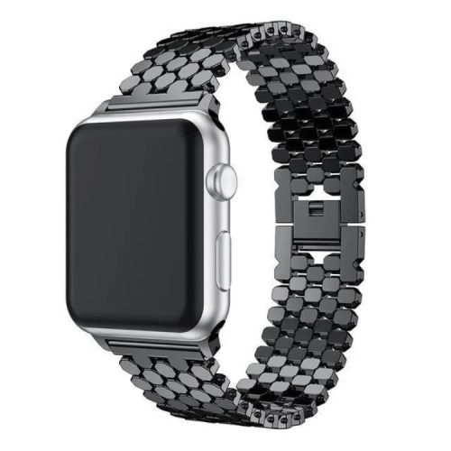 Apple Watch 38/ 40/ 41 mm, rozsdamentes acél szíj méhsejt mintás, ezüst