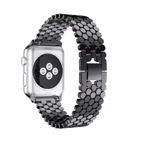 Apple Watch szíj 38/40/41/42mm(Series 10), rozsdamentes acél méhsejt - fekete