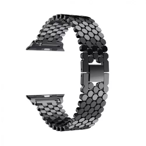 Apple Watch szíj 38/40/41/42mm(Series 10), rozsdamentes acél méhsejt - fekete