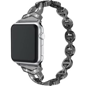   Apple Watch szíj 38/40/41/42mm(Series 10), Diamond rozsdamentes acél - fekete