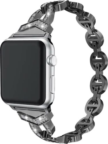 Apple Watch szíj (38/40/41/42mm(Series 10), Diamond rozsdamentes acél - fekete
