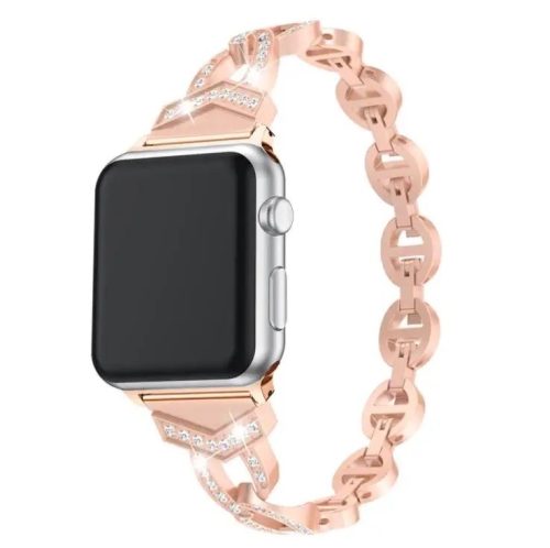 Apple Watch szíj (38/40/41/42mm(Series 10), Diamond rozsdamentes acél - rosegold