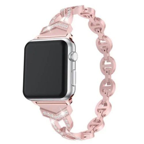 Apple Watch 38/ 40/ 41 mm, Diamond rozsdamentes acél szíj, pink