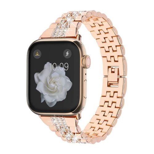 Apple Watch 38/ 40/ 41 mm, Luxury rozsdamentes acél szíj,  rose gold