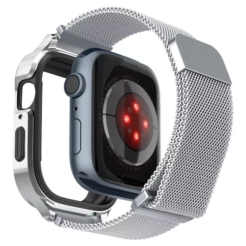 Spigen Metal Fit Pro Apple Watch tok és óraszíj  44/ 45 mm - ezüst