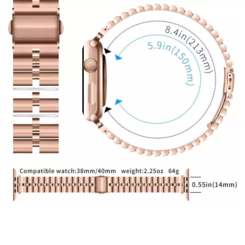 Apple Watch 4/5/6/7/SE (38/40/41mm) Luxury V3 fém óraszíj ezüst színű Alphajack (Luxury V3 Silver)