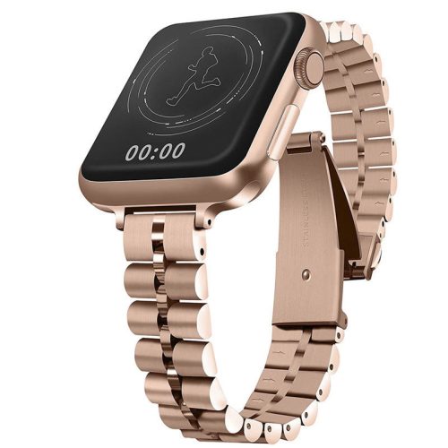 Apple Watch 4/5/6/7/SE (38/40/41mm) Luxury V3 fém óraszíj ezüst színű Alphajack (Luxury V3 Silver)