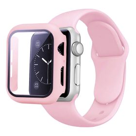   Apple Watch szíj, 44mm szilikon óraszíj és tok rózsaszín
