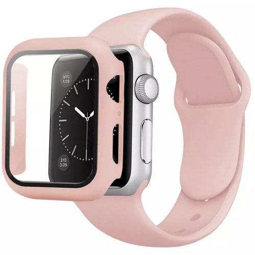 Apple Watch 42mm szilikon óraszíj és tok rózsaszín homok