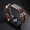 Apple Watch szíj (38/40/41/42mm(Series 10) bőr, rozsdamentes fém díszitéssel - világos barna