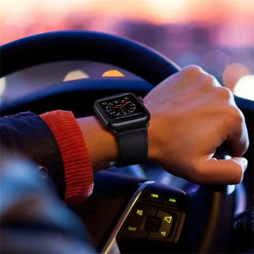 Apple Watch szíj 38/40/41/42mm(Series 10) Tech-Protect LeatherFit - fekete