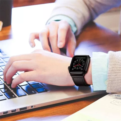 Apple Watch szíj 38/40/41/42mm(Series 10) Tech-Protect LeatherFit - fekete