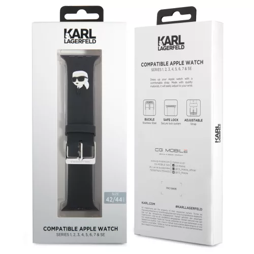 Apple Watch szíj 38/40/41/42mm(Series 10) Karl Lagerfeld Karl Head fekete