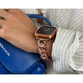   Apple Watch szíj 42/ 44/ 45/ 46 /49 mm Luxury V3 fém - rosegold