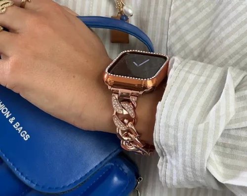 Apple Watch szíj 42/ 44/ 45/ 46 /49 mm Luxury V3 fém - rosegold