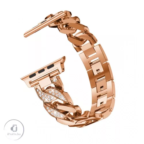 Apple Watch szíj 42/ 44/ 45/ 46 /49 mm Luxury V3 fém - rosegold