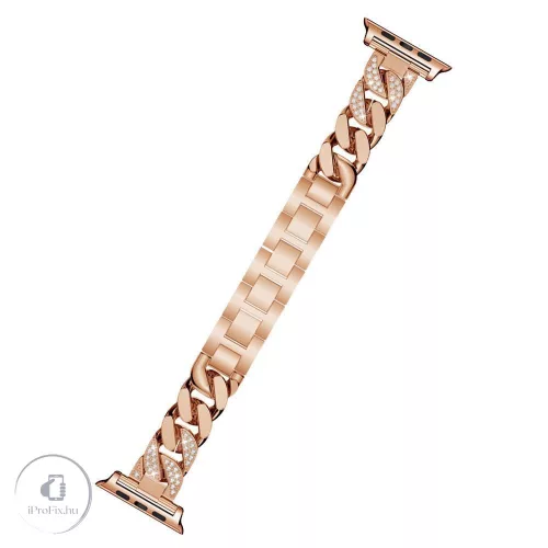 Apple Watch szíj 42/ 44/ 45/ 46 /49 mm Luxury V3 fém - rosegold