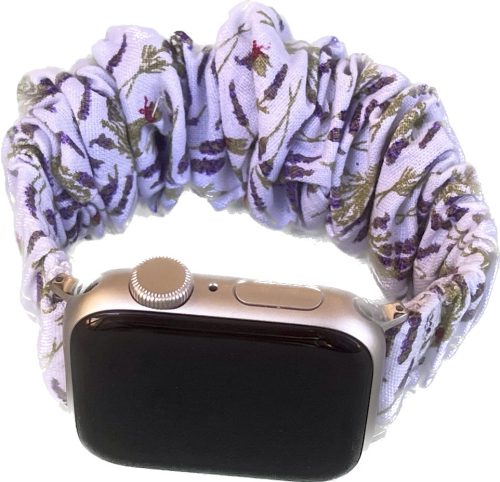 Apple Watch (38/40/41/42mm(Series 10) Frilly Szövet szíj, levendula mintás