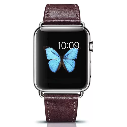 Apple Watch  szíj 38/40/41/42mm(Series 10) iCarer valódi bőr - piros
