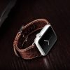 Apple Watch  szíj (38/40/41/42mm(Series 10) iCarer valódi bőr - sötétbarna