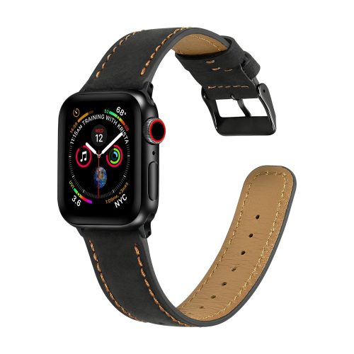Apple Watch szíj (38/40/41/42mm(Series 10) bőr -fekete