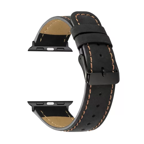 Apple Watch szíj 38/40/41/42mm(Series 10) bőr -fekete