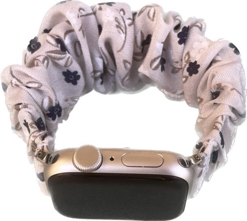 Apple Watch 42/ 44/ 45/ 49 mm Frilly Szövet szíj, apró kék virágos mintás