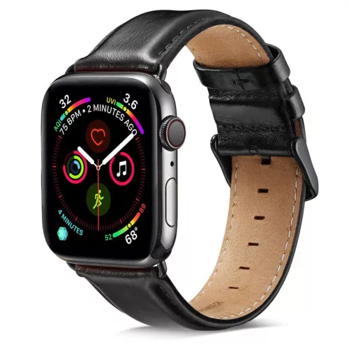 Apple Watch szíj 38/40/41/42mm(Series 10) Luxury bőr - fekete