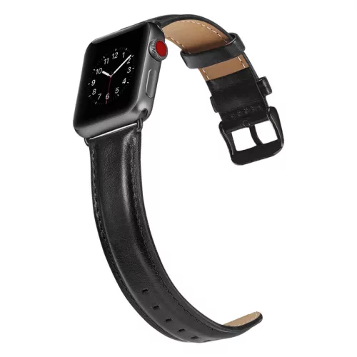 Apple Watch szíj 38/40/41/42mm(Series 10) Luxury bőr - fekete