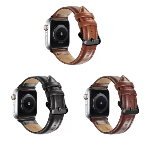 Apple Watch szíj 38/40/41/42mm(Series 10) Luxury bőr - fekete