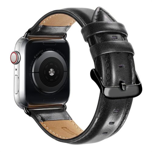 Apple Watch szíj 42/ 44/ 45/ 46 /49 mm Luxury bőr - fekete