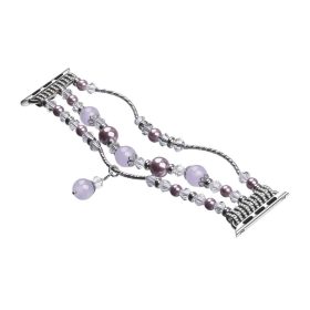   Apple Watch szíj 42/ 44/ 45/ 46 /49 mm karkötő formájú fém díszekkel ezüst-lila