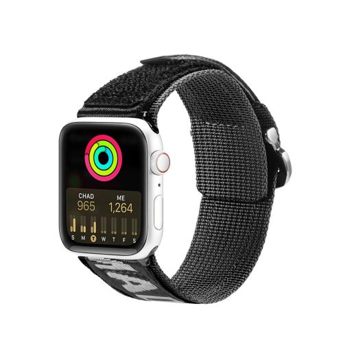 Apple Watch szíj (42/44/45/49mm) DuxDucis Strap Outdoor textil - fekete/ezüst