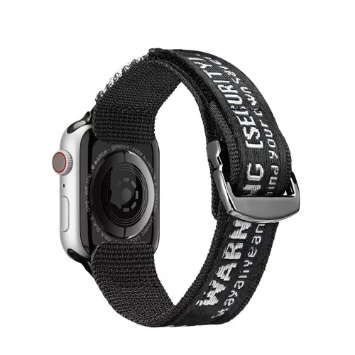 Apple Watch szíj (42/44/45/46/49mm) DuxDucis Strap Outdoor textil - fekete/ezüst