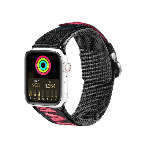 Apple Watch szíj (42/44/45/46/49mm) DuxDucis Strap Outdoor textil - fekete/piros
