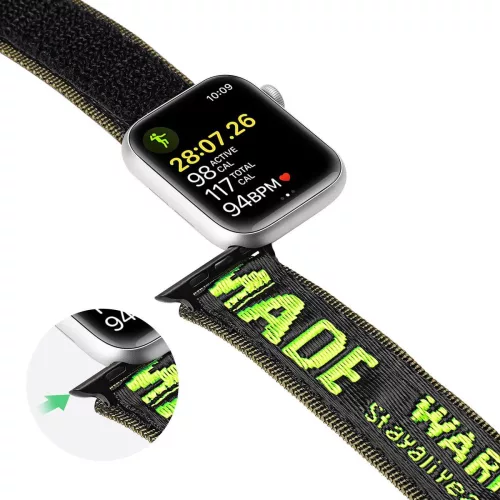 Apple Watch szíj (42/44/45/46/49mm) DuxDucis Strap Outdoor textil - fekete/zöld