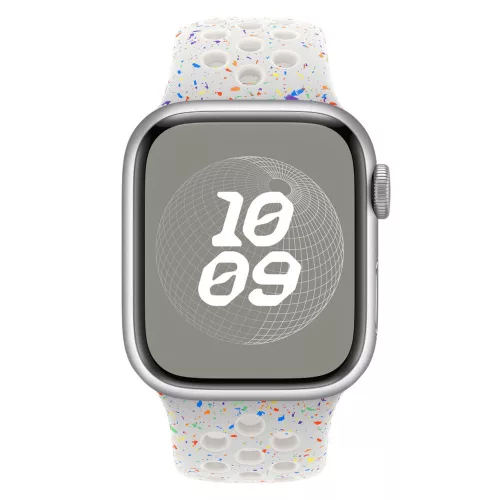 Apple Watch szíj, 42/ 44/ 45/ 46 /49 mm, Öko - lélegző sport szilikon szíj  - fehér