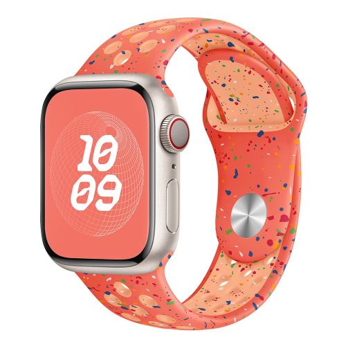 Apple Watch szíj, 42/ 44/ 45/ 46 /49 mm, Öko - lélegző sport szilikon szíj  - narancssárga